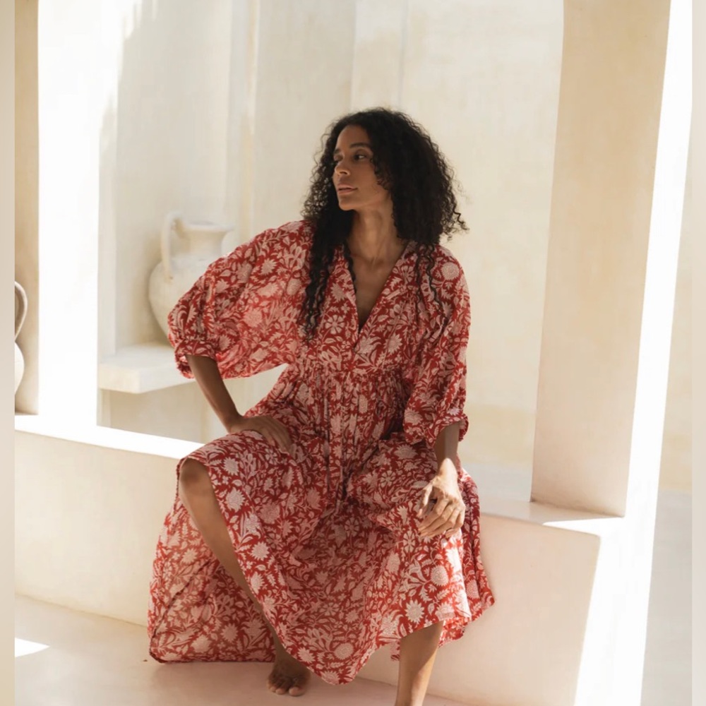 Daughters of India Kyra Midi Dress ~ Saffron